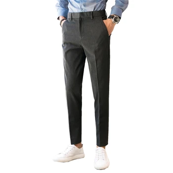 

Pure color men suit pant 2019 autumn men pants business casual mens trousers Black gray khaki