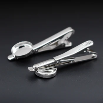 

Blank Tie clip Bases w/ 15mm Round Deep Wall cups tray pads Brass Settings Men's Tie Clips Clasps Findings Crafts Silver tone