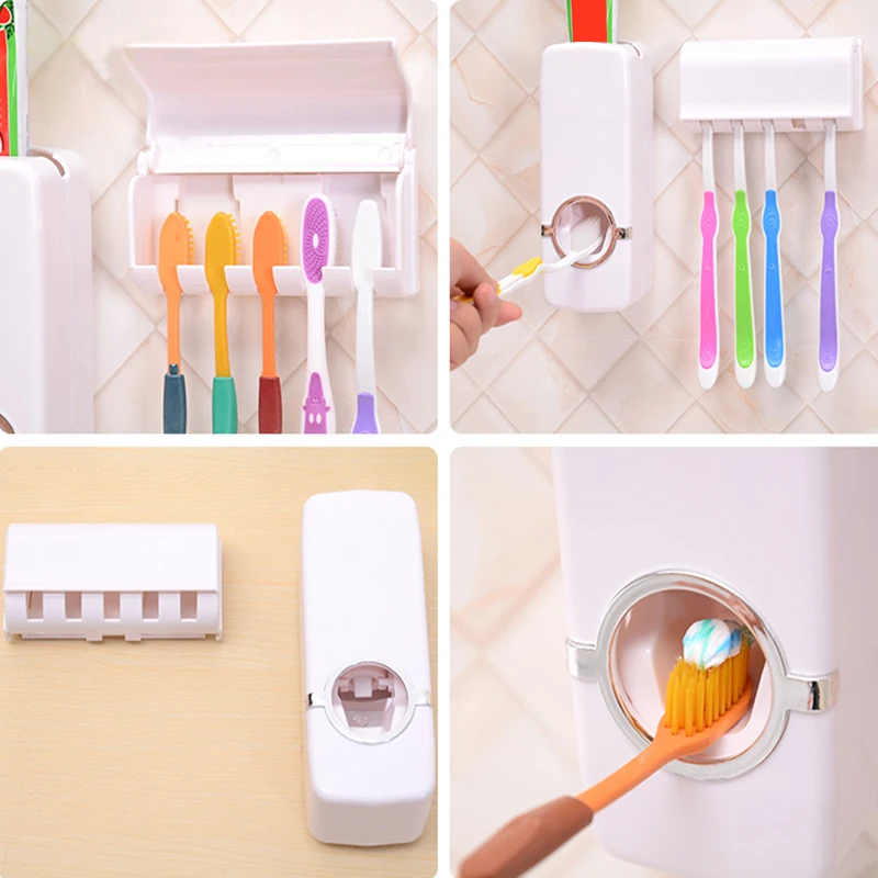 Высокое качество Ванная комната Комплекты Автоматический Диспенсер зубной пасты, для зубной щетки держатель с креплением