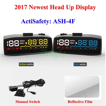 

4F Car OBDII EUOBD HUD OBD2 Auto Head Up Display KM/H MPH Overspeed Warning Windshield Projector Vehicle Tire Pressure Alarm
