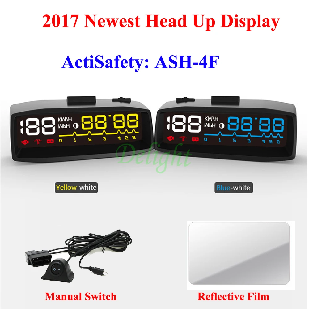 Автомобильный проектор OBDII EUOBD HUD OBD2 4F с автоматическим дисплеем км/ч миль/ч