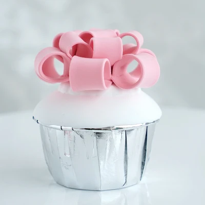 SWEETGO искусственный кекс розовый поддельный помадка торт формы глиняные украшения установки для маленьких девочек шоу/магазин витрина/выпечки Любителя - Цвет: ribbon