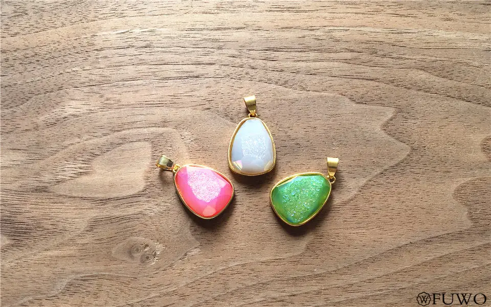 Aura Druzy Water Droplets Form  Pendant 8