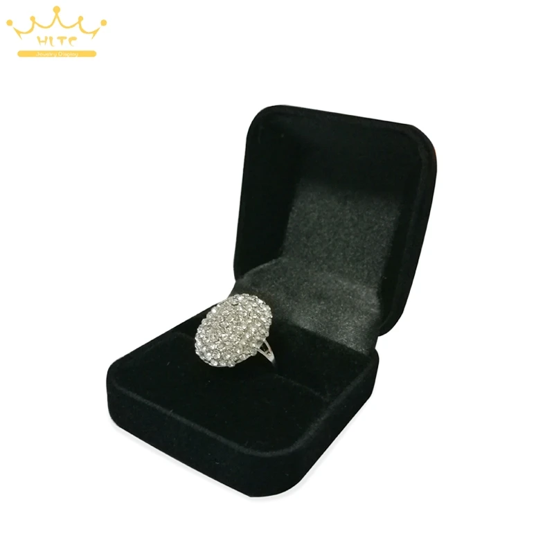 

Wholesale Black Velvet Ring Box Jewelry Display Storage Foldable Case For Wedding Ring Earrings Valentine's Day Gift Organizer