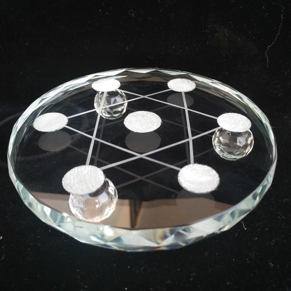 

8*8cm Random Glass Seven star array Base Sphere with Glass Stand 1pcs
