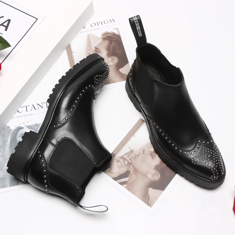 Black Martin Chelsea De Britânica Apontou Botas pure Bee rivet Vento Masculino Maré black Rebites Inverno Black qfRZwq