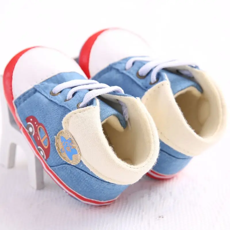 0-18 м детская обувь первые ходоки Повседневное модные синие холст ремень мягкие ботильоны Кроссовки обувь малыша Bebe
