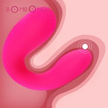 U Shape Strong Dildo Vibrating G-spot Vibrator Clitoris Stimulation Vaginal Orgasm Anal Vibrator Masturbation Sex Toys for Woman