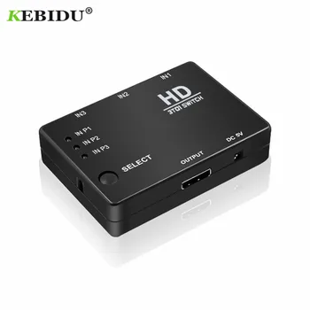 

KEBIDU 3 Ports Video HDMI Switcher Splitter Box Hub + IR Remote Controller IR Receiver Cable for PS4 Xbox HDTV DVD Monitors