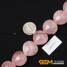 20mm en Forma de Corazón de Cuarzo Rosa Bolas de Piedra Natural DIY Granos Flojos Para Hacer La Joyería Strand 15 “Al Por Mayor!