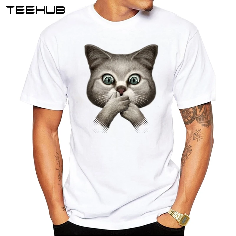 Модная мужская хипстерская футболка TEEHUB с рисунком кошки пьяной коротким