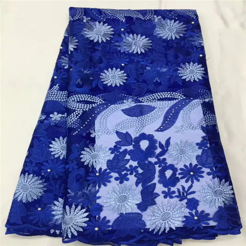 

African Lace Fabric With Stones and beads Fashion French Net Lace Fabric Nigerian Tulle Lace Fabric for weddingyc-2394