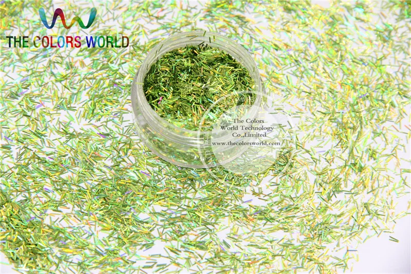 

Laser Holographic Apple Green Colors Strip short bar shape Glitter for Nail Art and DIY supplies1pack=50g