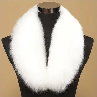 Качественный большой меховой воротник из искусственного лисьего меха, Женская Роскошная меховая шапка, шарфы, обертывания, зимнее пальто, черное, белое