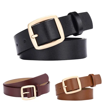 

Fashion Ladies Faux Leather Gold Pin Metal Buckle Straps Women Belts Mujer Accessories