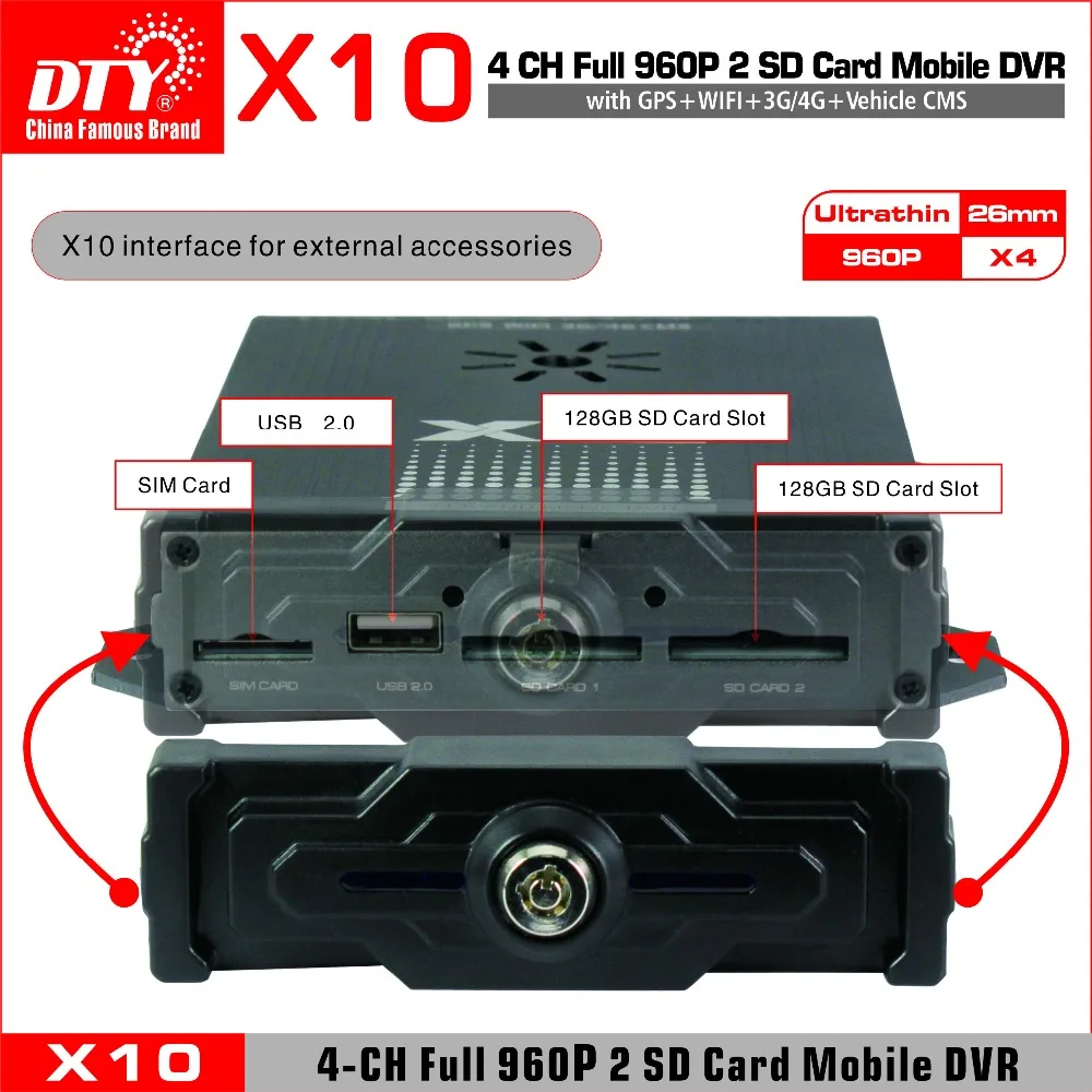 X10 Basic Прямая поставка с фабрики 4 канала 720 P двойная sd карта Автомобильный