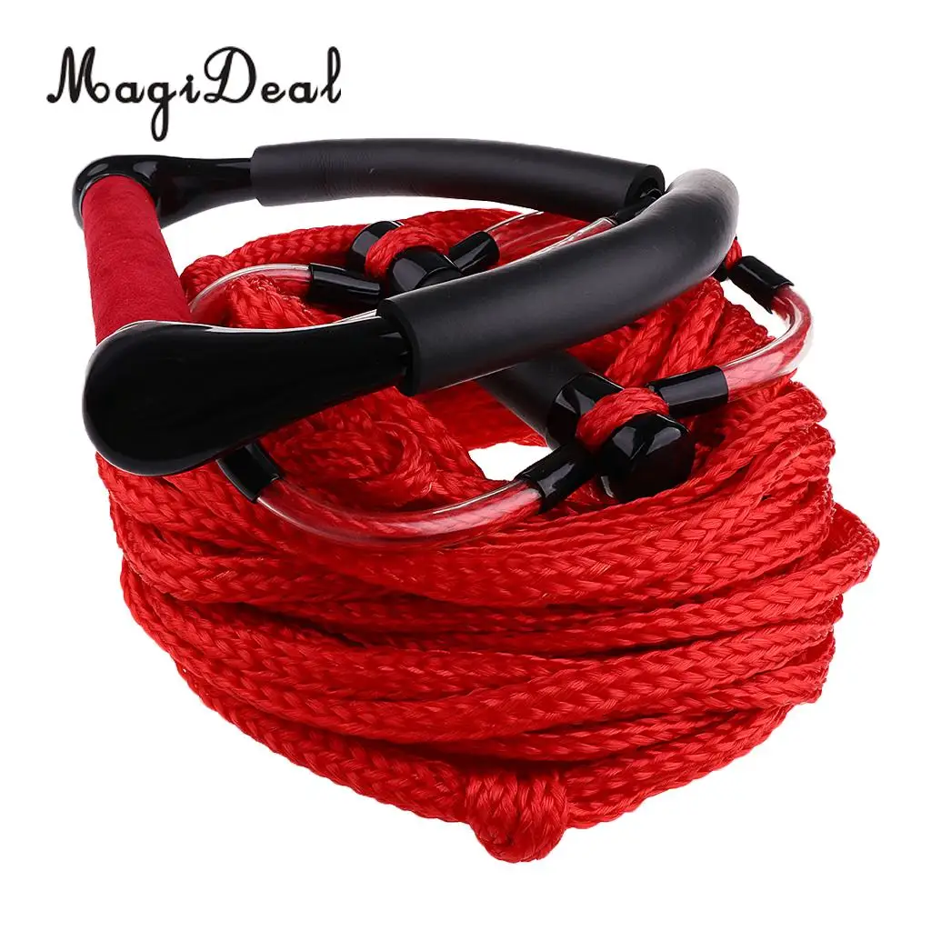 Double Handle Water Skiing Wakeboard Tow Harness Rope 1 Section 75' Feet Red/Orange for Surfing Boating Sailing Accessories