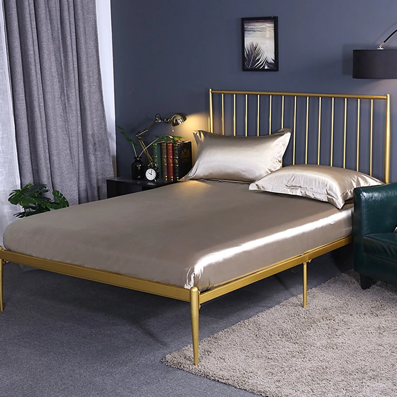 Luxury Satin Imitation Silk Feel Fitted Sheet Silky Mattress Cover With