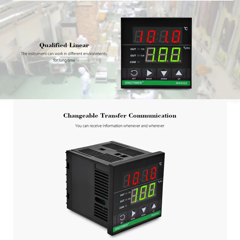 Цифровой Температура и регулятор влажности MH0302 с Сенсор для тепла холодные увлажнения или осушение 72x72 мм
