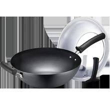 Действительно нержавеющая сталь горшок без покрытия без ржавчины wok газ огонь специальный бытовой мелкого железа ВОК