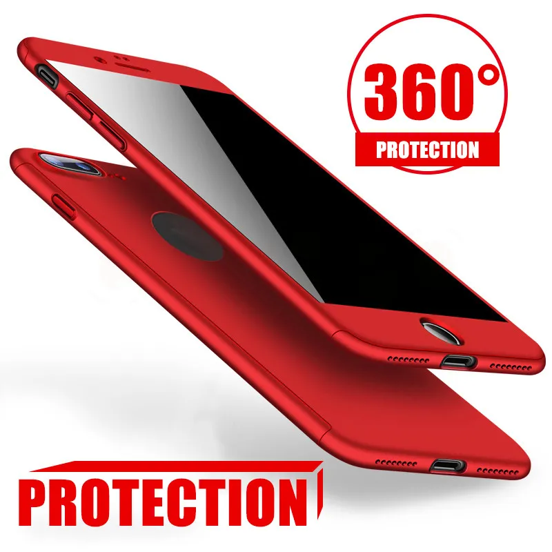 QSEHPO 360 Full Cover Phone Case For iPhone X 8 6 6s 7 PC Protective Cover For iPhone 7 8 Plus 6S 6 S Plus Case Cover With Glass QSEHPO 360 Full Cover Phone Case For iPhone X 8 6 6s 7 PC Protective Cover For iPhone 7 8 Plus 6S 6 S Plus Case Cover With Glass