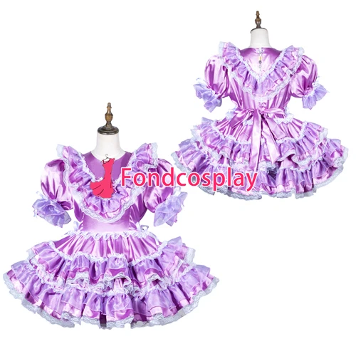 

Sissy maid satin dress lockable Uniform cosplay costume Tailor-made[G3812]