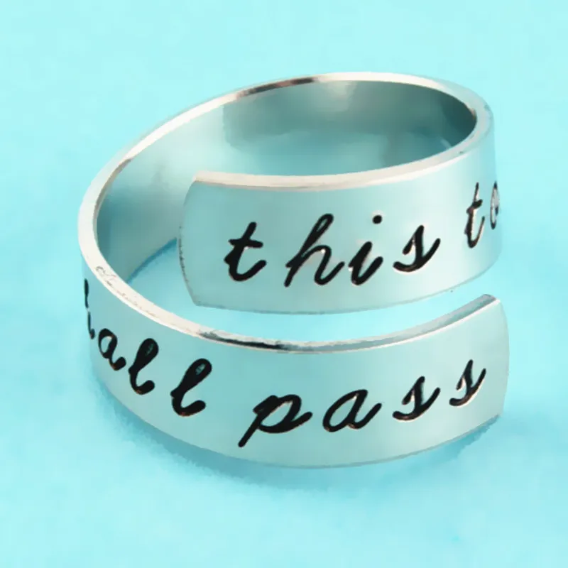 

Dropshipping This Too Shall Pass Ring Adjustable Twist Inspirational Wrap Rings Jewelry Gone With The Wind New design handmade