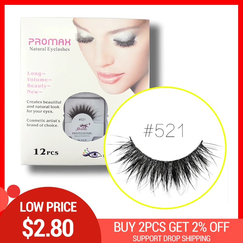 

SHILINA False Eyelashes 1 Pair Handmade Soft Natural Long Thick False Eye Lashes Extension #502