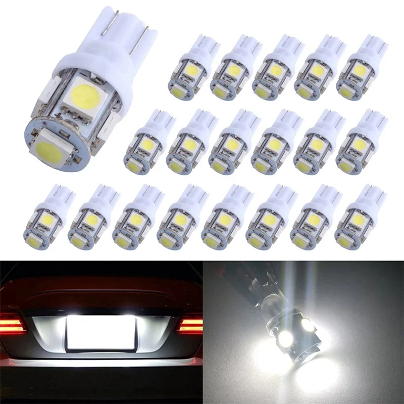 4 шт. Авто T10 5SMD 5050 Автомобильная светодиодная подсветка W5W 192 168 194 5050 SMD белая лампа ксеноновая светодиодный лампочка