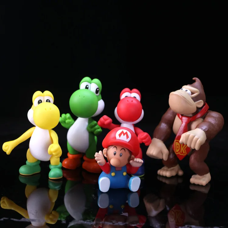 

New Super Mario Bros Action Figures Mario dinosaur Donkey Kong Model Doll Toys Car Decoration 7.5-10cm