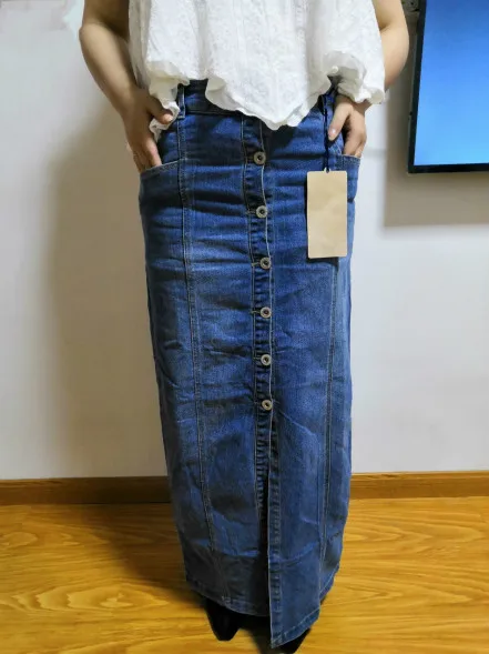 

Autumn and winter women fashion loose single breasted water wash denim maxi skirt female trendy plus size jean casual bottom