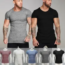 Спортивная Мужская хлопковая футболка для фитнеса, футболка для тренировок, спортивная одежда, футболка для тренировок, фитнеса, бодибилдинга