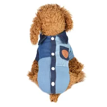 Трансер собака одежда для домашних животных щенок плюс плюшевая цветная джинсовая куртка двухногая Осенняя джинсовая одежда 18 Dec6