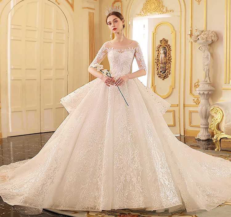 Роскошная кружевная вышивка материнство, свадебные платья 150 см длинный шлейф возлюбленный Элегантный Плюс Размер Vestido De Noiva невесты платье