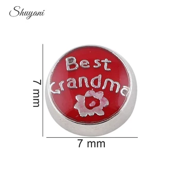 

F374 Round Shape Letter Best Grandma Floating Locket Charms For Glass Living Memory Lockets 8*8mm