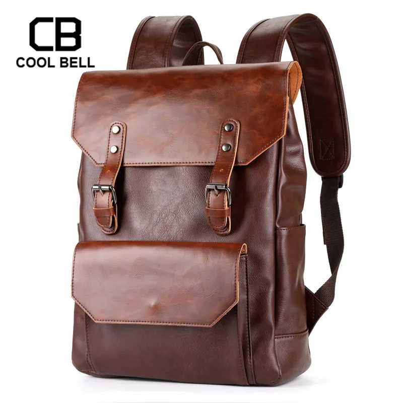 

PU Leather Bag Waterproof Men Backpack Casual Business Backpack Men Women Students School Style bag
