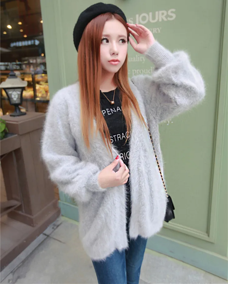 women knitted mink cashmere sweater cardigans ladies knit fashion ...