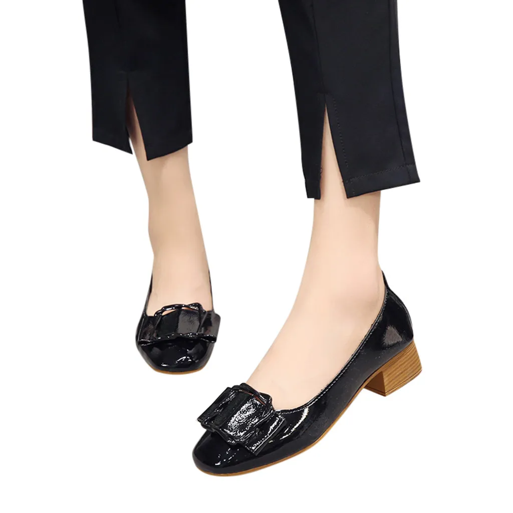 Модные женские туфли на квадратном каблуке; повседневные женские кожаные туфли на платформе с круглым носком; zapatos de mujer; Прямая поставка