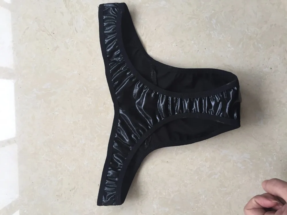 Sexy Black Vinyl Wet Look Thong