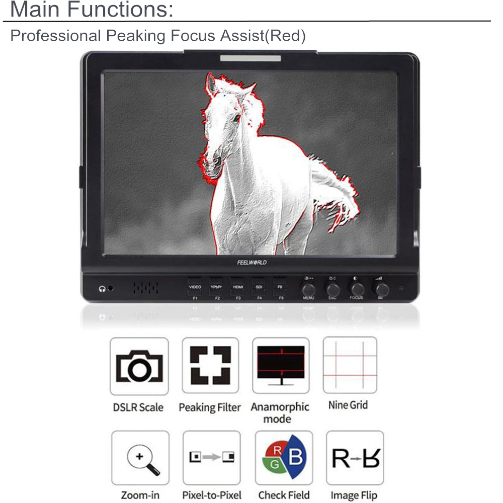 Feelworld FW1018V1 10.1"IPS 4K HDMI Camera Field Monitor Full HD 1920x1200 LCD Monitor for DSLR Video Movie Shooting Stablizer