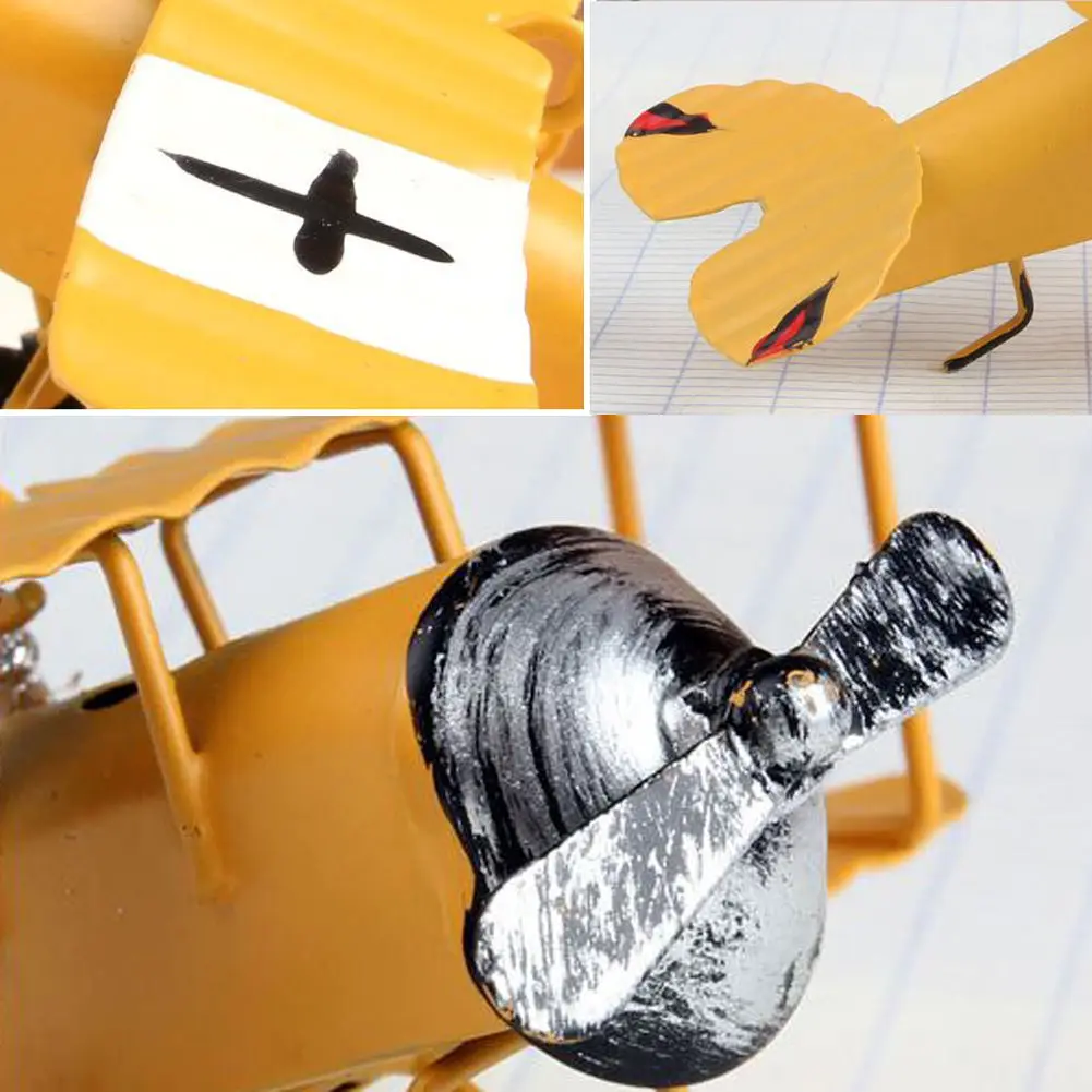 Винтажная модель биплана Мини фигурки для домашнего декора металлическая железная модель самолета детская комната подвесной Декор Детский подарок