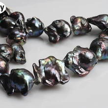 Натуральный Reborn Keshi жемчуг черный 20-25mm барокко для изготовления ювелирных изделий 15 дюймов DIY ожерелье браслет серьги