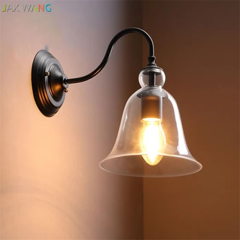 

American E27 Bell Wall Lamps Modern Minimalist Glass Horn Bedroom Bedside Lamp Living Room Aisle Mirror Light Indoor Fixtures