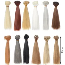 1pcs 15cm*100CM black gold brown straight hair for dolls 1/3 1/4 BJD doll wigs Accessories