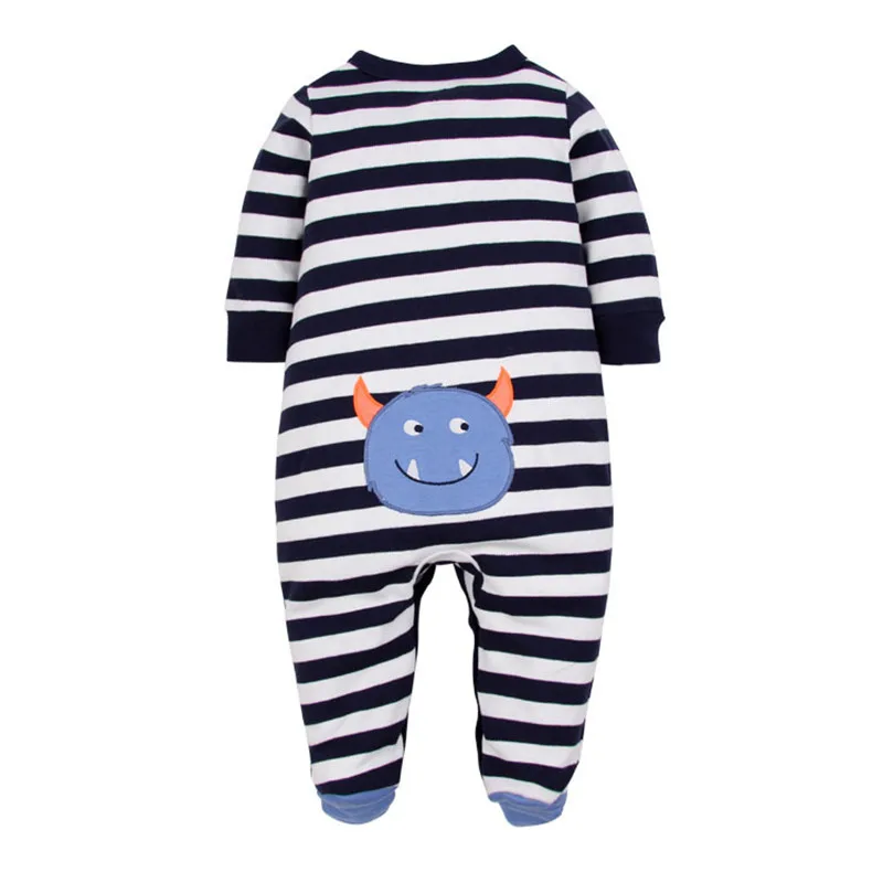 

Baby Boy Footies Sleepwear Button Front Soft Cotton Cute Striped Baby Boy Clothes 3-12 Months