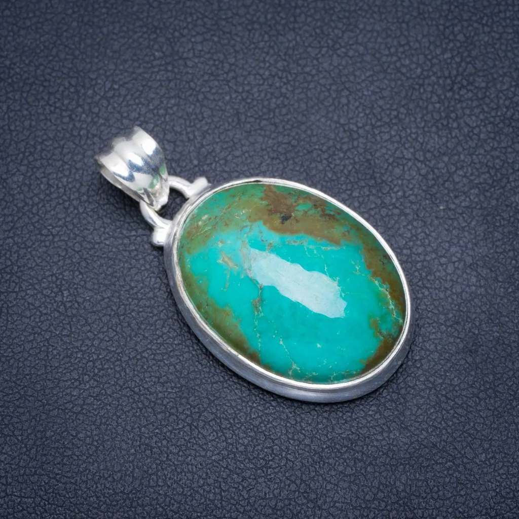 

Natural Chrysocolla Handmade Unique 925 Sterling Silver Pendant 1.25" A0233