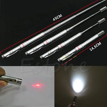 

Laser distance>200m Laser pointer NEW 4 in 1 Telescopic Teaching Tools Ball Pen RED Laser PowerPoint Pointer Pen 2017