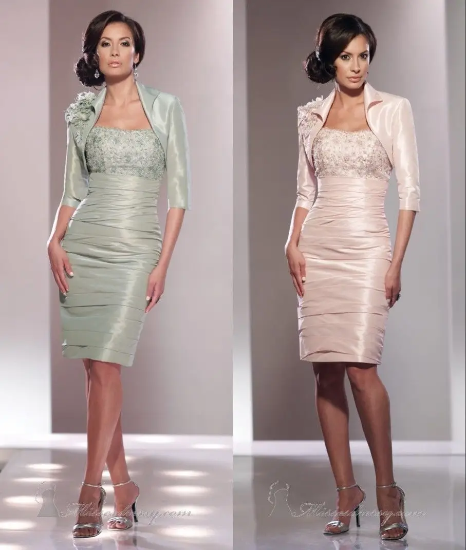 

free shipping robe de soiree 2014 new vestido de madrinha short bridal dress godmother Mother of the Bride Dresses with jacket