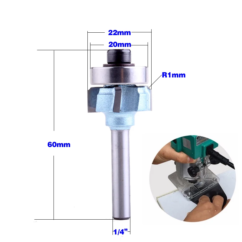 1 шт. 1/" хвостовик Высокое качество деревообрабатывающий фреза r1мм r1.5мм r2мм нож для обрезки кромки триммер 4 зубья деревообрабатывающий фреза
