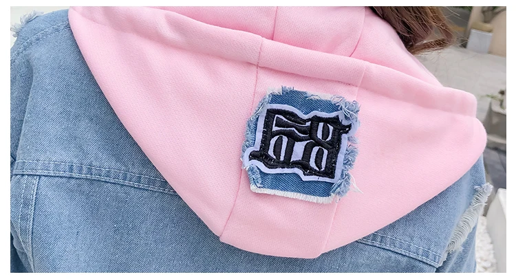 Корейская Kpop ретро куртка-бомбер с потертостями и заплатками, женские джинсовые куртки, розовые Синие рваные потертые джинсовое пальто женское